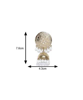 White kundan Yellow Gold Alloy   Pair of Earring 4