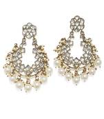 White kundan Yellow Gold Alloy   Pair of Earring