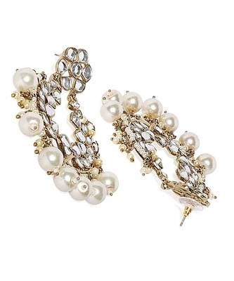 White kundan Yellow Gold Alloy   Pair of Earring 3