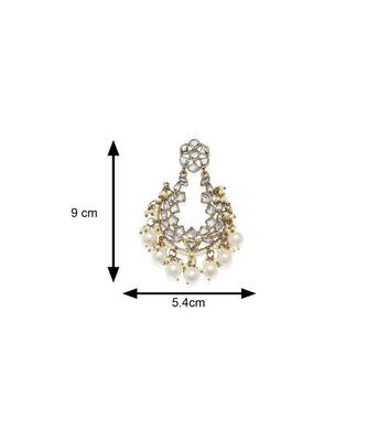 White kundan Yellow Gold Alloy   Pair of Earring 4