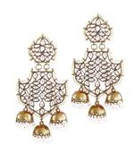 White kundan Yellow Gold Alloy   Pair of Earring