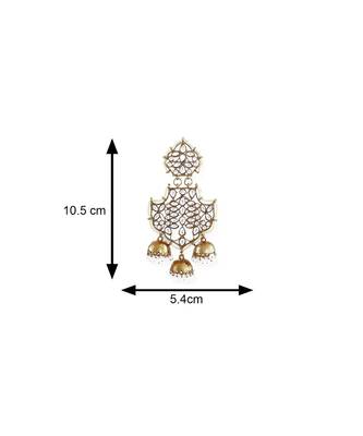 White kundan Yellow Gold Alloy   Pair of Earring 4
