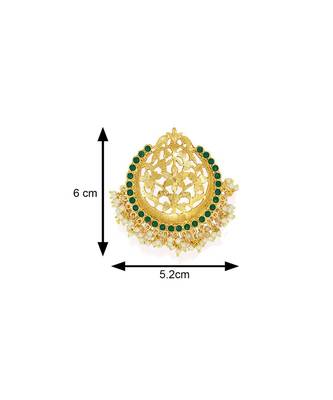 White kundan Yellow Gold Alloy   Pair of Earring 4