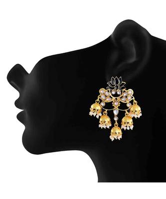 Green kundan Yellow Gold Alloy   Pair of Earring 2
