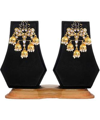 Green kundan Yellow Gold Alloy   Pair of Earring 3
