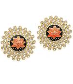 White kundan Yellow Gold Alloy   Pair of Earring