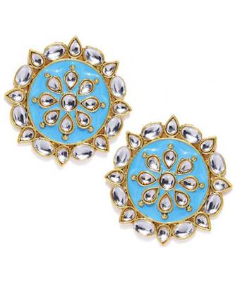 Black kundan Yellow Gold Alloy   Pair of Earring 1