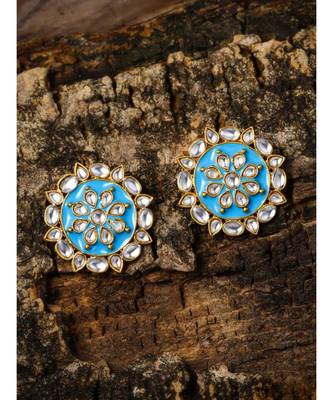Black kundan Yellow Gold Alloy   Pair of Earring 3