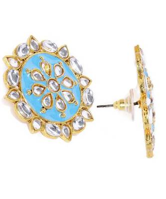 Black kundan Yellow Gold Alloy   Pair of Earring 4