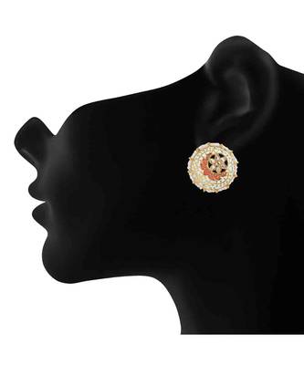 Pink kundan Yellow Gold Alloy   Pair of Earring 3