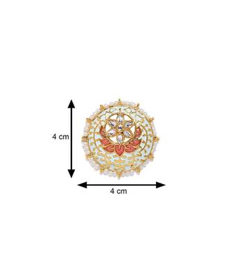 Pink kundan Yellow Gold Alloy   Pair of Earring 4