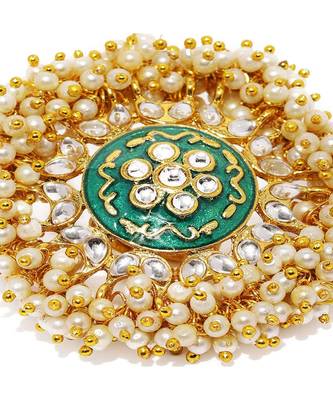 White kundan Yellow Gold Alloy   Pair of Ring 5