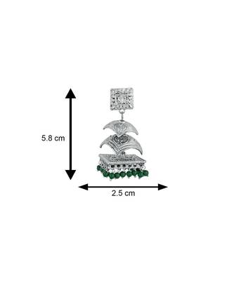 Green kundan Rhodium Alloy   Pair of Earring 4