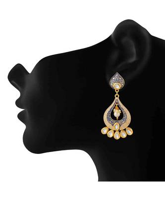 Blue kundan Yellow Gold Alloy   Pair of Earring 2
