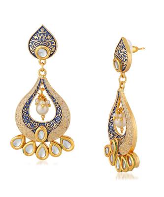 Blue kundan Yellow Gold Alloy   Pair of Earring 3