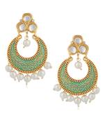 Green kundan Yellow Gold Alloy   Pair of Earring