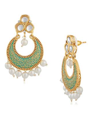 Green kundan Yellow Gold Alloy   Pair of Earring 3