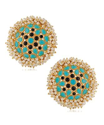Black kundan Yellow Gold Alloy   Pair of Earring 1