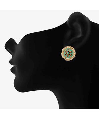 Black kundan Yellow Gold Alloy   Pair of Earring 2