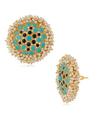 Black kundan Yellow Gold Alloy   Pair of Earring 3
