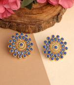 Blue kundan Yellow Gold Alloy   Pair of Earring
