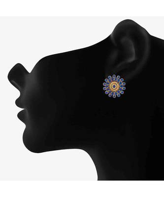 Blue kundan Yellow Gold Alloy   Pair of Earring 2
