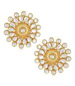 White kundan Yellow Gold Alloy   Pair of Earring