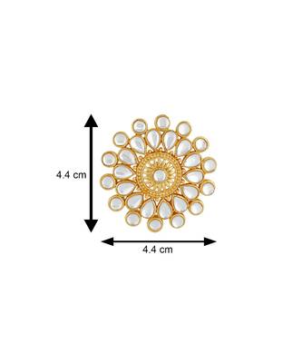 White kundan Yellow Gold Alloy   Pair of Earring 4