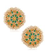 Green kundan Yellow Gold Alloy   Pair of Earring