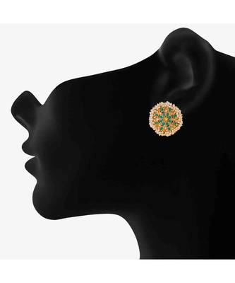 Green kundan Yellow Gold Alloy   Pair of Earring 2