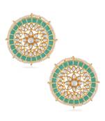 White kundan Yellow Gold Alloy   Pair of Earring