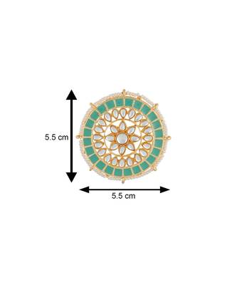 White kundan Yellow Gold Alloy   Pair of Earring 4