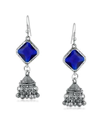 Blue kundan Rhodium Alloy   Pair of Earring 1