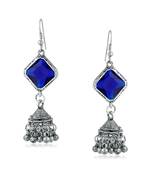 Blue kundan Rhodium Alloy   Pair of Earring