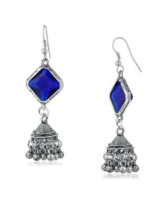 Blue kundan Rhodium Alloy   Pair of Earring 3