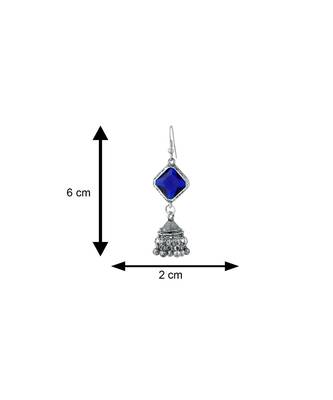 Blue kundan Rhodium Alloy   Pair of Earring 4