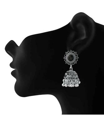 Black kundan Rhodium Alloy   Pair of Earring 2