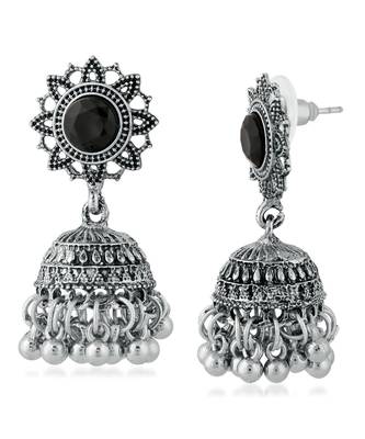 Black kundan Rhodium Alloy   Pair of Earring 3