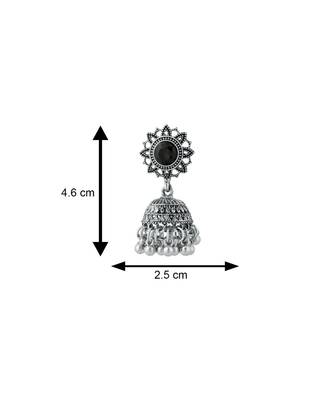 Black kundan Rhodium Alloy   Pair of Earring 4