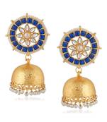 Blue kundan Yellow Gold Alloy   Pair of Earring
