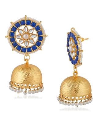 Blue kundan Yellow Gold Alloy   Pair of Earring 3