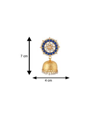 Blue kundan Yellow Gold Alloy   Pair of Earring 4