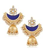 Blue kundan Yellow Gold Alloy   Pair of Earring