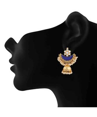 Blue kundan Yellow Gold Alloy   Pair of Earring 2