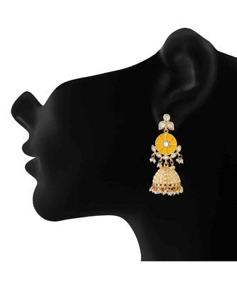 Yellow kundan Rose Gold Alloy   Pair of Earring 2
