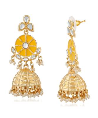 Yellow kundan Rose Gold Alloy   Pair of Earring 3