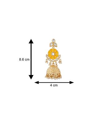 Yellow kundan Rose Gold Alloy   Pair of Earring 4