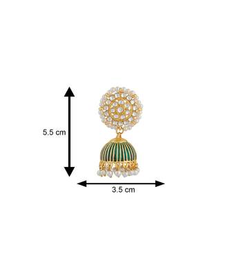 Green kundan Yellow Gold Alloy   Pair of Earring 4