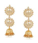 White kundan Yellow Gold Alloy   Pair of Earring