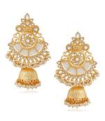 White kundan Yellow Gold Alloy   Pair of Earring